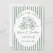 Save The Date Mariage photo moderne vert et blanc (Devant)