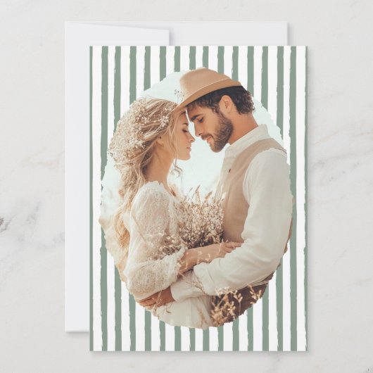 Save The Date Mariage photo moderne vert et blanc (Dos)