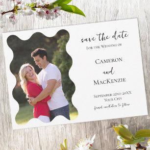Save The Date Mariage photo moderne Wavy Enregistrer la date Inv