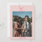Save The Date Mariage photo moderne Whimsical Pink Rouge Retro (Devant)