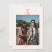 Save The Date Mariage photo moderne Whimsical rose vif rétro (Devant)