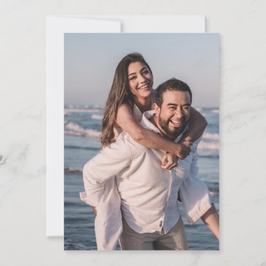 Save The Date Mariage photo Monogram Dusty Blue (Dos)