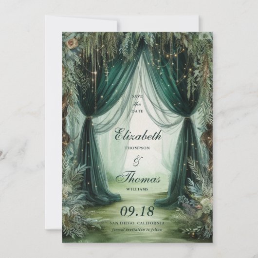 Save The Date Mariage photo Moody Forêt Enchantée (Devant)