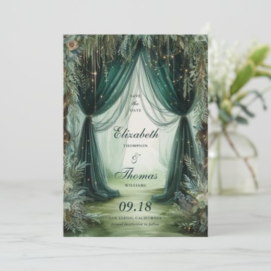 Save The Date Mariage photo Moody Forêt Enchantée (Debout devant)