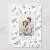 Save The Date Mariage photo Motif Eucalyptus aquarelle (Devant)
