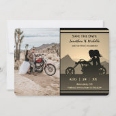Save The Date Mariage photo Motorcycle Couple Mountain (Devant)