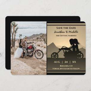 Save The Date Mariage photo Motorcycle Couple Mountain