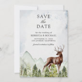 Save The Date Mariage photo Mountain Forest Deer (Devant)