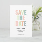 Save The Date Mariage Photo Multi Couleurs Pastel Minimal Modern (Debout devant)