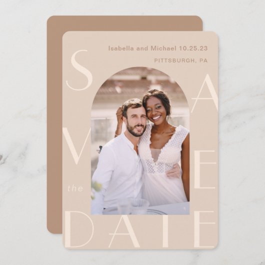Save The Date Mariage photo neutre (Devant / Derrière)