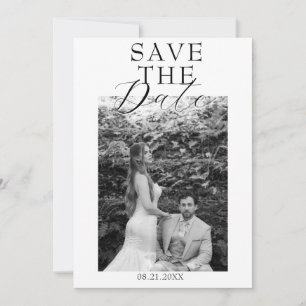 Save The Date Mariage Photo Noir Et Blanc Ancien Argent Style Él