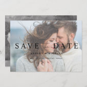 Save The Date Mariage photo noir et blanc Faux Vellum Overlay (Devant / Derrière)