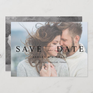 Save The Date Mariage photo noir et blanc Faux Vellum Overlay