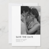 Save The Date Mariage Photo Noir et Blanc Typographie Moderne (Devant)