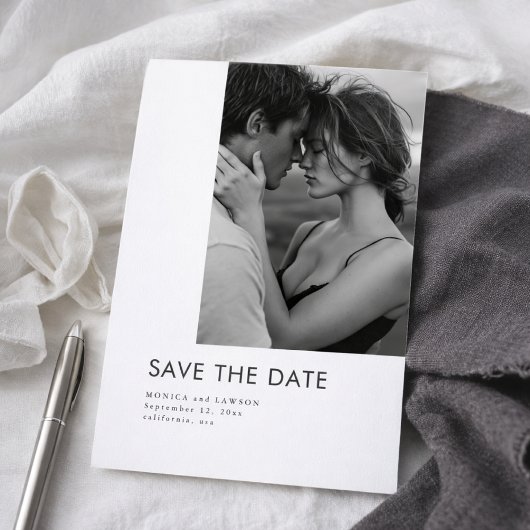 Save The Date Mariage Photo Noir et Blanc Typographie Moderne