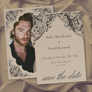 Save The Date Mariage photo noir tanné victorien jusqu'à la mort