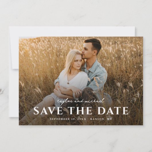 Save The Date Mariage photo Noms de script simples (Devant)