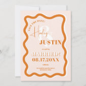 Save The Date Mariage photo ondulé de courbe en terre cuite rétr (Devant)