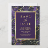 Save The Date Mariage Photo Or Marbre Violet (Devant)