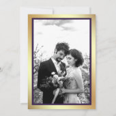Save The Date Mariage Photo Or Marbre Violet (Dos)