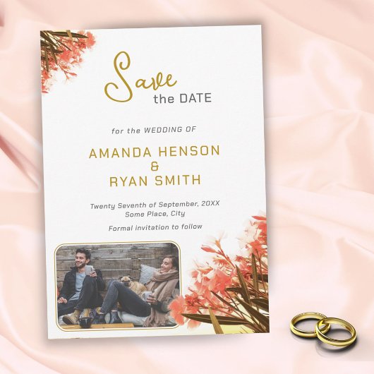 Save The Date Mariage photo Orange Oleander Flowers