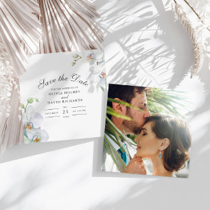 Save The Date Mariage photo orchidée blanche Enregistrer la cart
