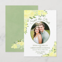 Mariage photo ovale floral aquarelle jaune