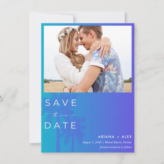 Save The Date Mariage photo Palm Tree Beach (Devant)