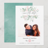 Save The Date Mariage photo Pastel Blush Greenery (Devant / Derrière)