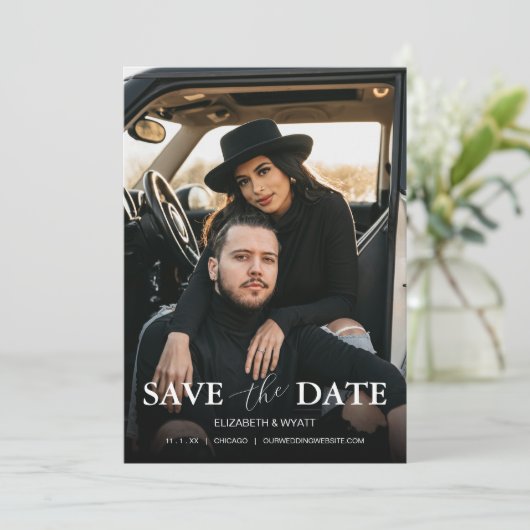 Save The Date Mariage photo Peach moderne (Debout devant)