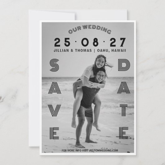 Save The Date Mariage Photo Personnalisé Lettre Typographie  (Devant)