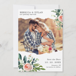 Save The Date Mariage photo personnalisé romantique rose vif ros