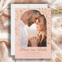 Save The Date Mariage photo Pink Gold Parties scintillant Arch D