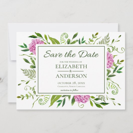 Save The Date Mariage photo Pink Hydrangea (Devant)