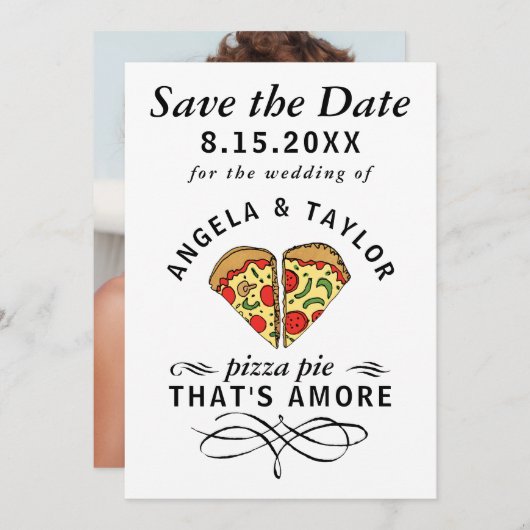 Save The Date Mariage photo Pizza Amore (Devant / Derrière)