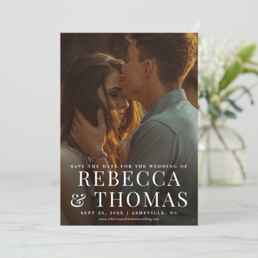 Save The Date Mariage photo portrait moderne enregistrer la date (Debout devant)