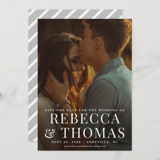 Save The Date Mariage photo portrait moderne enregistrer la date (Devant / Derrière)