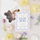 Save The Date Mariage photo QR Code Blue Lavender Wave Scallop