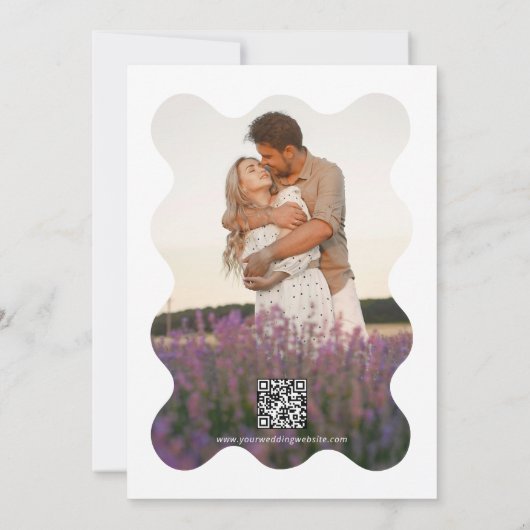 Save The Date Mariage photo QR Code Blue Lavender Wave Scallop (Dos)