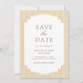 Save The Date Mariage Photo Rayé Beige Classique (Devant)