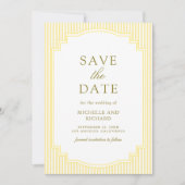 Save The Date Mariage Photo Rayé Jaune Classique (Devant)