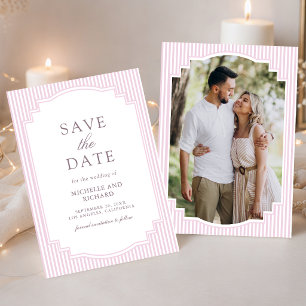 Save The Date Mariage photo rayé lavande pastel