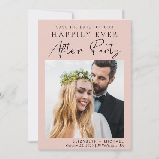 Save The Date Mariage Photo Réception Rose Vierge Enregistrer La (Devant)