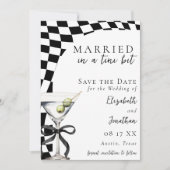 Save The Date Mariage photo Retro Black & White Dirty Martini (Devant)