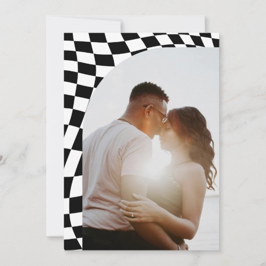 Save The Date Mariage photo Retro Black & White Dirty Martini (Dos)