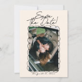 Save The Date Mariage photo Retro Hand Drawn Champagne (Devant)