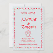Save The Date Mariage photo Retro Hand Drawn Écrit Red Quirky (Devant)