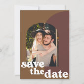 Save The Date Mariage photo Retro les années 70 Brown géométriqu (Devant)