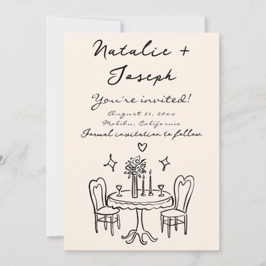 Save The Date Mariage photo rétro manuscrit tiré Quirky Bold (Dos)