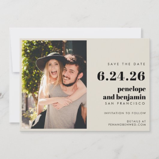 Save The Date Mariage photo rétro noir et blanc élégant (Devant)